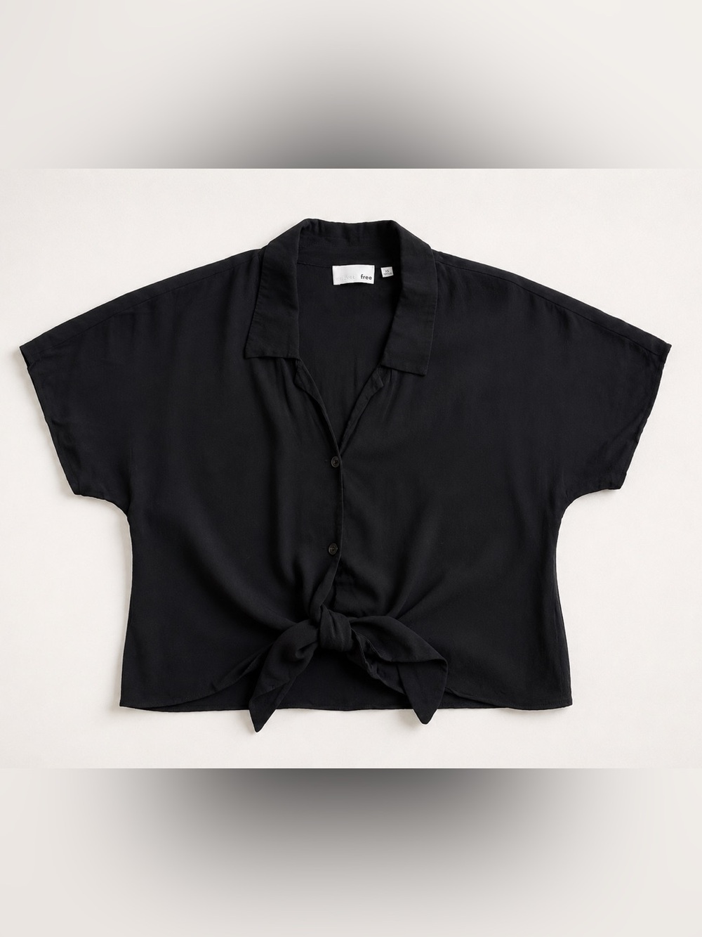 Wilfred Free Black Tie Front Button-Up Blouse XS